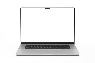 Wall Mural - single modern pro laptop notebook with 16 inch screen display realistic mockup in perspective view 3