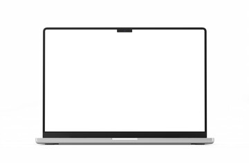 straight front view isometric modern pro laptop with 16 inch lcd display screen realistic mockup in 3d rendering isolated