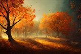 Fototapeta Przestrzenne - Woods in the autumn. Beautiful fall colors. 