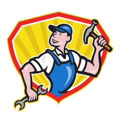 Sticker - Carpenter Builder Hammer Spanner Cartoon