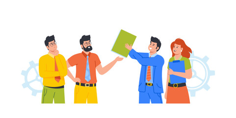 Wall Mural - Business People Discuss Project or Idea on Board Meeting in Office. Brainstorm, Negotiation Concept. Project Development