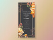 autumn wedding invitation card with pumpkin and mushroom and bird and leaves watercolor