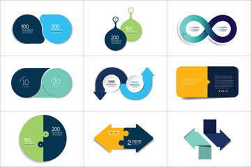Wall Mural - two elements banner. 2 steps design, chart, infographic, step by step number option, layout.