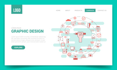 Wall Mural - graphic design concept with circle icon for website template or landing page homepage