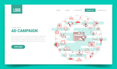 Wall Mural - ad campaign concept with circle icon for website template or landing page homepage