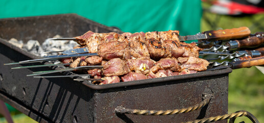 barbecue cooking outdoors grilled meat