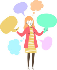 Poster - Woman Pick Speech Bubble Words Illustration