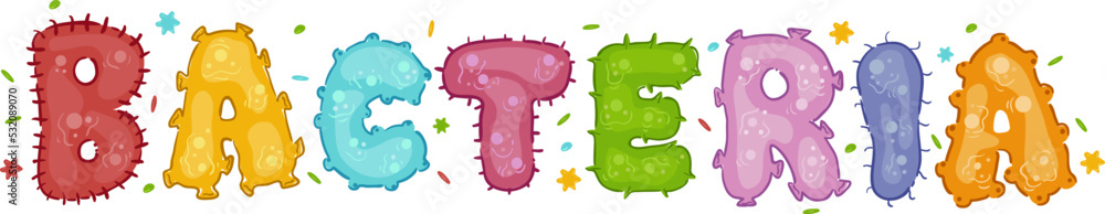 Microbes Lettering Bacteria Lettering Illustration Stock Vector | Adobe Stock