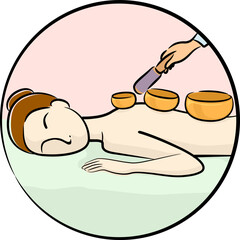 Sticker - Icon Girl Spa Tibetan Singing Bowl Illustration