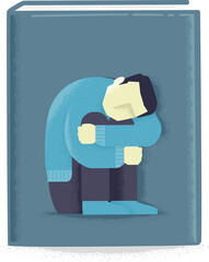 Sticker - Man Lonely Book Illustration