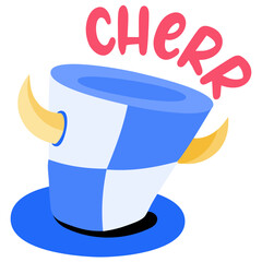 Sticker - A hat with cheers, flat icon