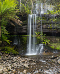  HDR shot of summer flow on russell falls at mt field national park in tasmania