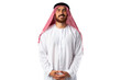 © fotofabrika - Smiling arab man while standing in a white studio