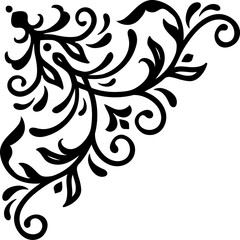 Wall Mural - art deco frame with swirls, floral patterns corner