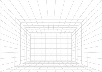 Wall Mural - virtual space wireframe, box 3d vector model