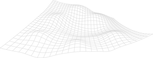 Wall Mural - surface relief wireframe grid or terrain 3d model