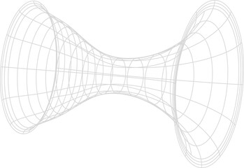 Wall Mural - wormhole tunnel 3d mesh, wireframe vector shape