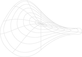 Wall Mural - curved space surface 3d shape, wireframe model
