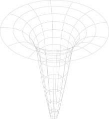 Wall Mural - wormhole geometric wireframe, 3d mesh figure