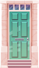 Wall Mural - Cartoon front door with marble doorway design