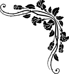 Wall Mural - flourish corner frame, scroll or border with roses
