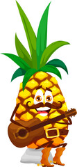 Sticker - Cartoon funny pineapple cowboy playing guitar