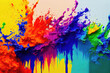 Leinwandbild Motiv Exploding rainbow color paint splashes as colorful background