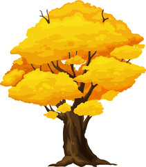 Poster - Oak acorn yellow tree cartoon fall forest object