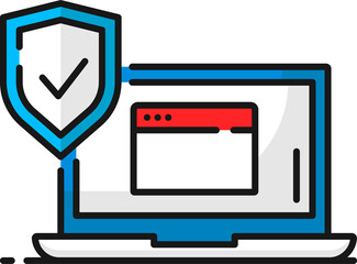 Leinwandbilder - Data and information protection, laptop and shield