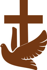 Wall Mural - Crucifix and dove christian religion vector icon
