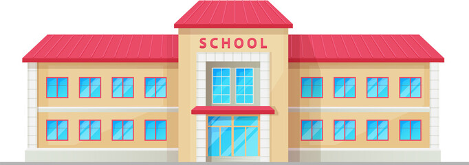 Poster - School campus building facade vector icon, house