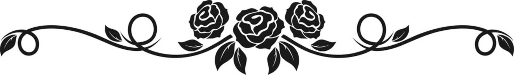 Wall Mural - floral border, vintage divider with rose flowers