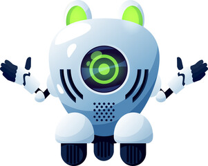 Fototapete - Cartoon robot, ai cyborg vector android character