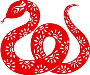 Chinese horoscope sign red snake with long tongue