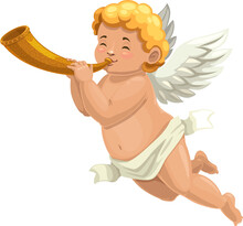 Cupid Angel Or Amur Character Blowing Horn