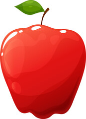 Wall Mural - Red cartoon apple fruit vegetarian food snack