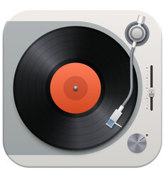 Wall Mural - Music vinyl disk player interface icon, gramophone