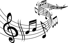 Music Melody Notes On Wave, Musical Concert