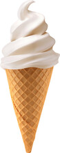 Realistic Soft American Ice Cream In Waffle Cone