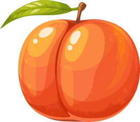 Sticker - Ripe peach fruit, garden plant, juicy dessert