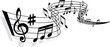 © Vector Tradition - Music wave of musical notes, staff and bar lines