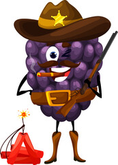 Sticker - Cartoon blackberry sheriff character with dynamite