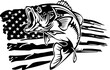 Bass Fish Usa Flag Distressed