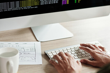 Wall Mural - front end developer checking website