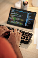 Wall Mural - developer typing on keyboard