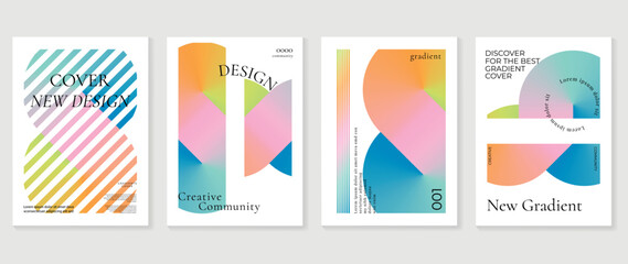 Abstract fluid gradient background vector. Futuristic style cover template with geometric shapes, pastel color, gradient lines. Modern wallpaper design for banner, poster, flyer, presentation, card.