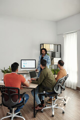 Wall Mural - marketing manager speaking in front of team
