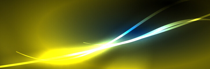 Neon glowing fluid wave lines, magic energy space light concept, abstract background wallpaper design