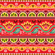 Indian and Pakistani truck art vector seamless pattern design with flowers and leaves in red and yellow
