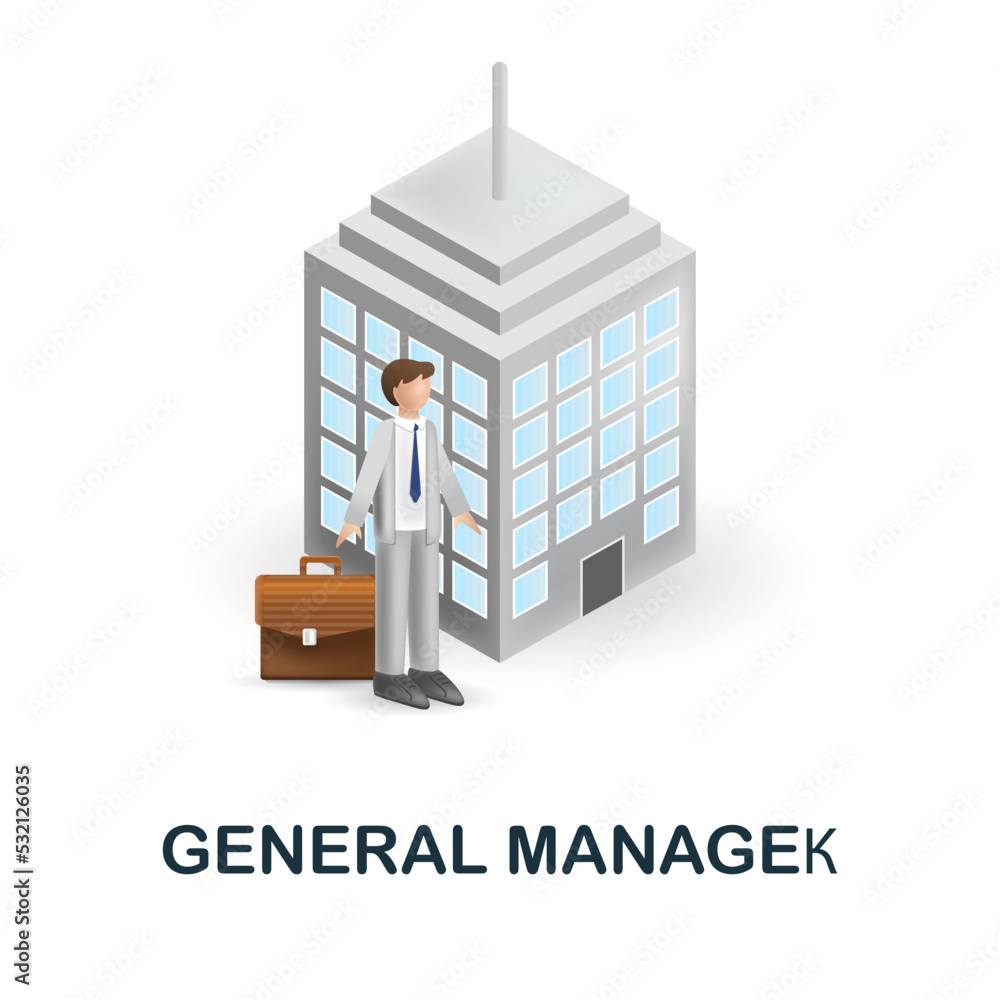 General Manager icon. 3d illustration from company management collection. Creative General Manager 3d icon for web design, templates, infographics and more